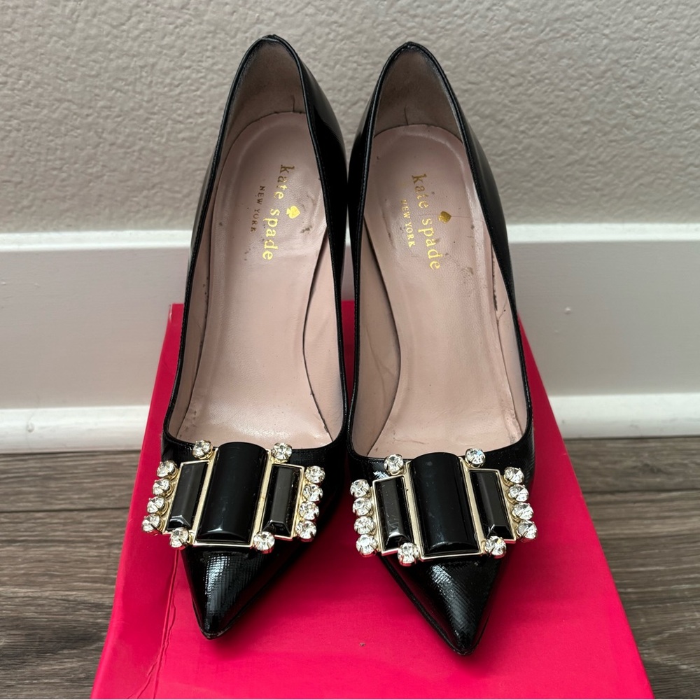 Kate Spade Laylee Black Heels with Crystal Embellishments